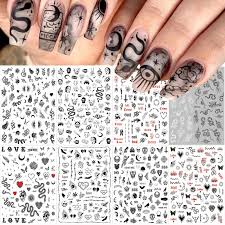 snake nail art stickers decals black