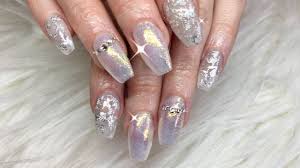 acrylic nails mermaid glitter opal gel
