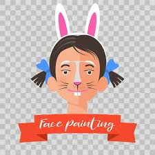 kid with rabbit face painting