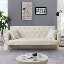 71 inches velvet futon sofa bed with 2