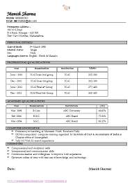 Fresher Resume Format ledger paper