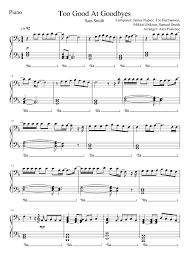 Auto playing instrument directly plays the instrument for you. Sam Smith Too Good At Goodbyes Piano Tutorial Sheet Music For Piano Solo Musescore Com