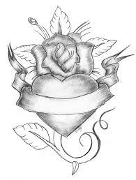 Baixe decoração floral e ornamentos gratuitamente. Drawing Of A Rose And Heart In Pencil Brown Leather Pencil Skirt