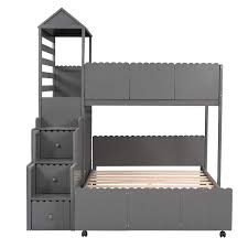 Gray Twin Over Full House Bunk Bed