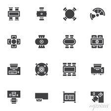 Office Furniture Top View Vector Icons