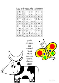 Jeux de PAQUES | Mots cachés de Pâques : les animaux de la ferme| imprimer  grille mots caches mêlés mélangés jouer jeu paques paque pacques