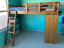 wood loft bed with built in desk