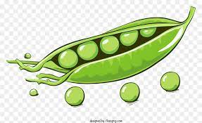 cartoon style green pea pod with peas
