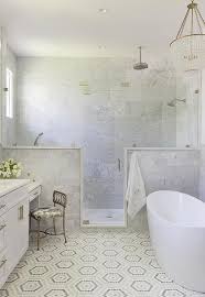 Gray Hexagon Pattern Bath Floor Tiles