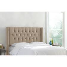 Beige Upholstered Queen Bed Frame