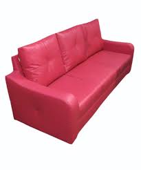 pink 3 seater leather wooden sofa at rs