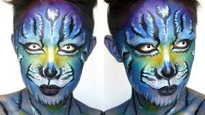 blue fantasy tiger makeup tutorial