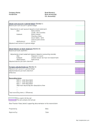 Bank Reconciliation Statement Template Business Excel