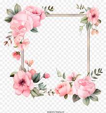 pink rose frame with golden border on