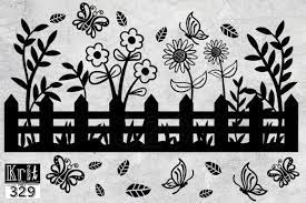 Flower Garden Fence Wall Art Decoration