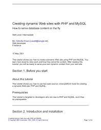 creating dynamic web sites with php and
