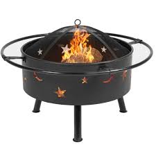 Hot Item 30in Outdoor Patio Fire Pit Bbq Grill Fire Bowl Fireplace W Star Design Black