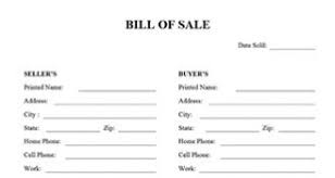 Blank Bill Of Sale Form