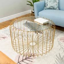 Birdcage Round Coffee Table Gold Meubles