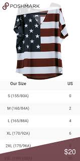 V Neck Choker American Flag Shirt Stylish Short Sleeve