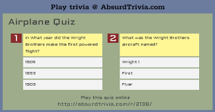 Oct 14, 2021 · trivia and interesting information from this quiz. Airplane Quiz