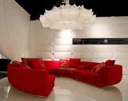 red sofa in living room design