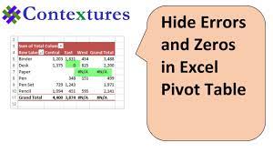 hide errors in excel pivot table you