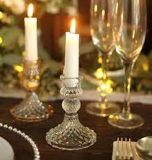 Six 4 Clear Glass Taper Candle Holder