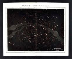 1875 Meyer Map Astronomy Star Chart Northern Sky Constellations Zodiac Universe Ebay