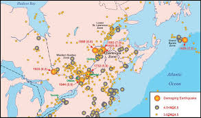 Epicenters and locations of the latest quakes near montréal, quebec, canada. Earthquakes Of The Charlevoix Seismic Zone Quebec Cseg Recorder