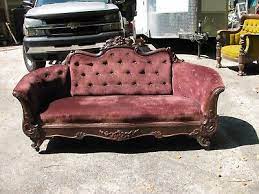 Antique Carved Walnut Victorian Sofa