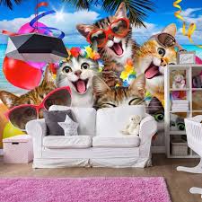 smiling cats children s room wall