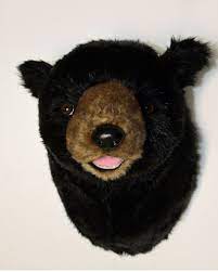 Plush Black Bear Head Ursa Large Wall