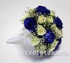 Купить Свадебный букет невесты из синих роз R492 с доставкой в  Санкт-Петербурге