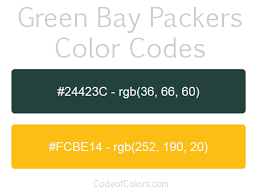 green bay packers colors hex and rgb