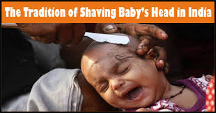shaving baby s head india paing