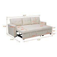 Convertible Sofa In Cream 66919hd