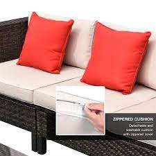 Outsunny 9 Piece Rattan Wicker Outdoor Patio Furniture Sectional Sofa
