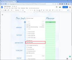 how to delete a table in google docs