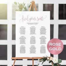 6 Sizes Rose Gold Wedding Seating Chart Template Seating