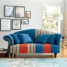 68 1 deep blue rolled arm sofa 3
