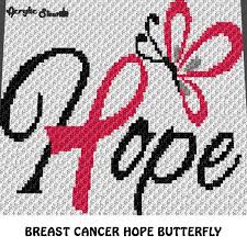 Breast Cancer Ribbon Hope Butterfly Breast Cancer Awareness Crochet Graphgan Blanket Pattern C2c Cross Stitch Pdf Download Graph Chart