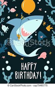 Check spelling or type a new query. Childrens Shark Party Invitation Template Vector Illustration Festive Inviting Or Greeting Card With Cute Baby Shark With Canstock