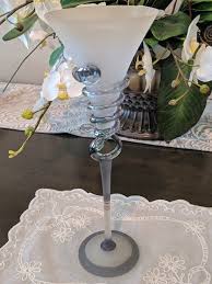 Vintage Frosted Glass Flute Vase Signed
