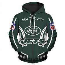 jets logo zipper sweatshirt 3d hoo