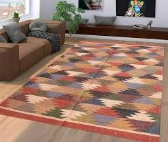 geometric jute kilim rug handmade wool