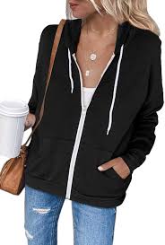 Farysays Women S Casual Zip Up Hoodie Jacket Long Sleeve Lightweight Thin Drawstring Sweatshirt Coat At Amazon Women S Clothing Store