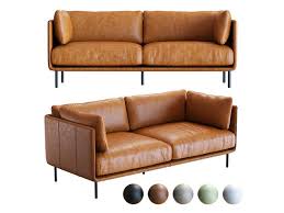 Crate And Barrel Wells Leather Sofa 3d