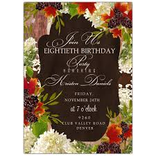 Fall Hydrangeas And Pine Cone 80th Birthday Invites
