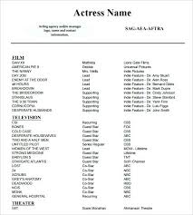 Acting Resumes Templates Sample Acting Resume Template Musical